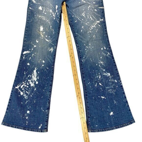 !It Jeans Distressed Paint Splatter Jeans Womens Size 11/12 Blue Denim Pants Y2K - Picture 11 of 13